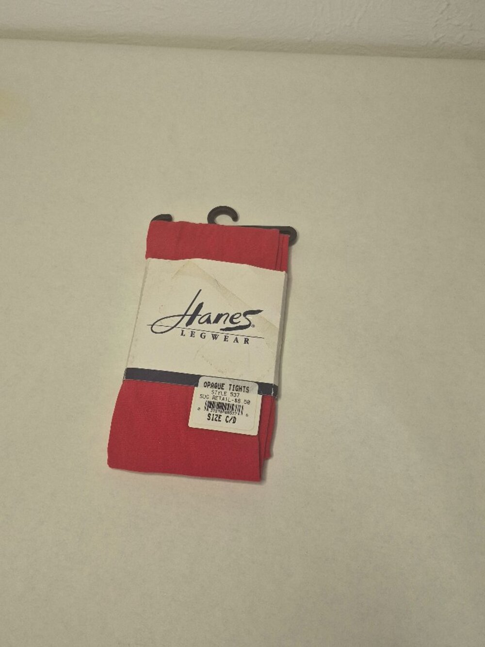 Vintage Hanes Opaque Red Tights Size C/D Medium Cotton Blend Style 537 USA NOS